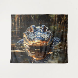 Schattigee alligator in het schilderij Florida Eve Wandkleed