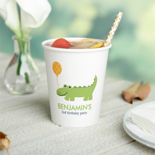 Schattigee Alligator kinderverjaardagspapier Cup Papieren Bekers (Insitu)