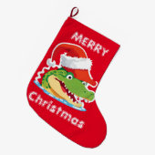 Schattigee alligator krokodil Kerstmis Safari Sant Grote Kerstsok (Voorkant (Hangend))