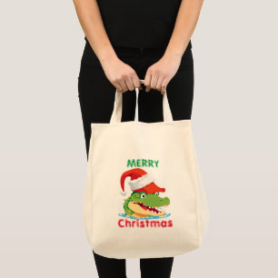 Schattigee alligator krokodil Kerstmis Safari Sant Tote Bag