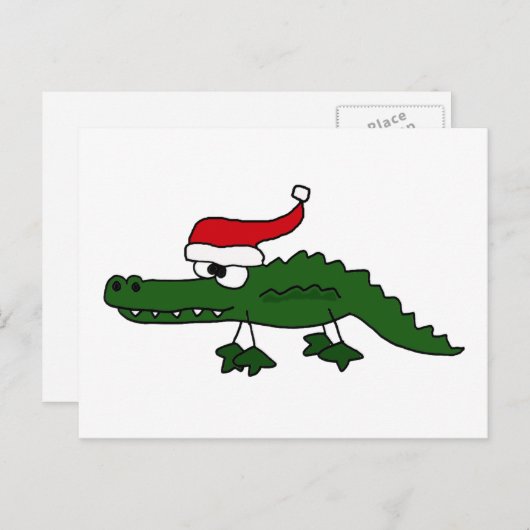 Schattigee alligator met kerst Pet Feestdagenkaart (Voorkant / Achterkant)