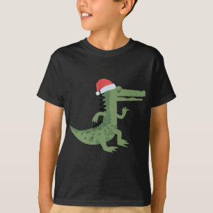 Schattigee alligator met kerstmuts grappige kerst t-shirt