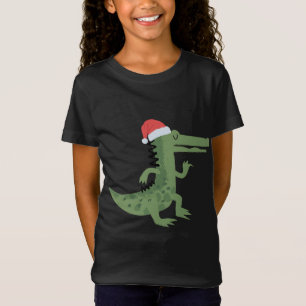 Schattigee alligator met kerstmuts grappige kerst t-shirt