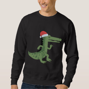 Schattigee alligator met kerstmuts grappige kerst trui