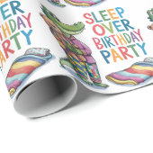 Schattigee Alligator Slaap Over Verjaardagsfeest Cadeaupapier (Rol Hoek)