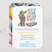 Schattigee Alligator Slaap Over Verjaardagsfeest Kaart (Voorkant / Achterkant)