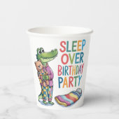 Schattigee Alligator Slaap Over Verjaardagsfeest Papieren Bekers (Achterkant)