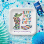 Schattigee Alligator Slaap Over Verjaardagsfeest Papieren Bordje (Feest)