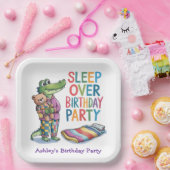 Schattigee Alligator Slaap Over Verjaardagsfeest Papieren Bordje (Feest)