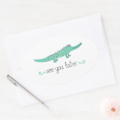 Schattigee alligator. Zie je later belettering Ovale Sticker (Envelop)