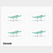 Schattigee alligator. Zie je later belettering Ovale Sticker (Vel)