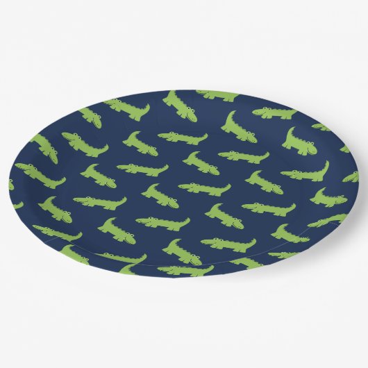 Schattigee Alligators Patroon Verjaardag Papieren Bordje (Gekanteld)