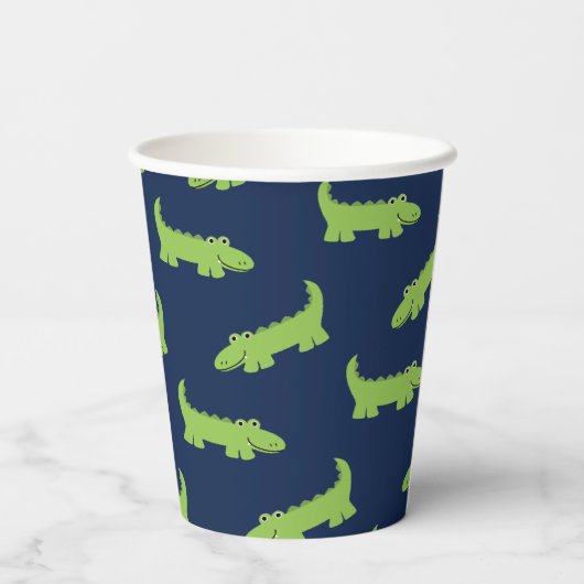 Schattigee Alligators Patroon Verjaardagspapier Cu Papieren Bekers (Achterkant)