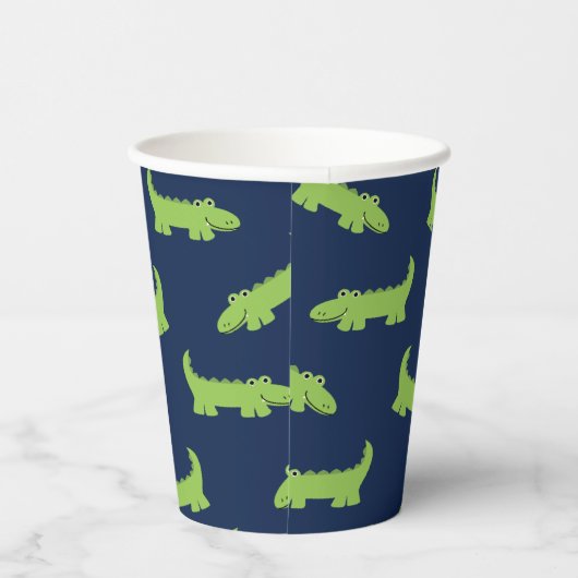 Schattigee Alligators Patroon Verjaardagspapier Cu Papieren Bekers (Rechts)