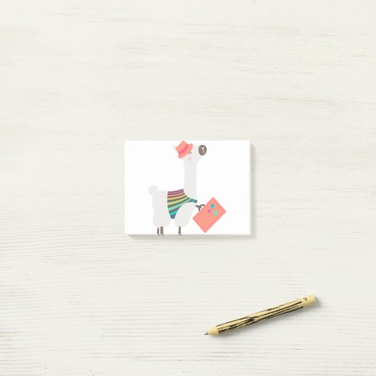 Schattigee alpaca en koffer post-it® notes (Op bureau)