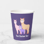 Schattigee alpaca familie - pluizige pastelkleurig papieren bekers (Achterkant)