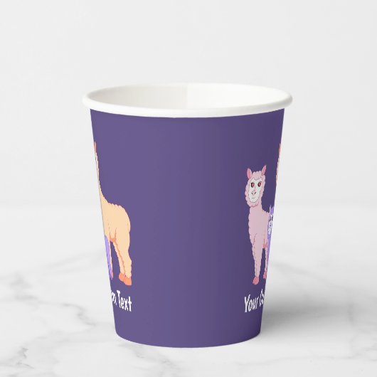 Schattigee alpaca familie - pluizige pastelkleurig papieren bekers (Links)