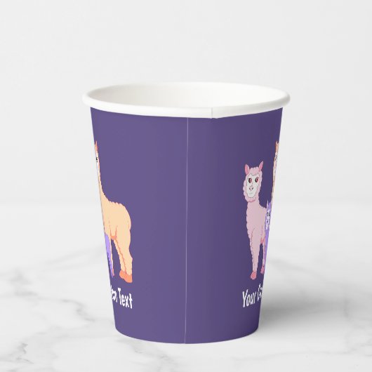 Schattigee alpaca familie - pluizige pastelkleurig papieren bekers (Rechts)
