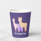 Schattigee alpaca familie - pluizige pastelkleurig papieren bekers (Voorkant)