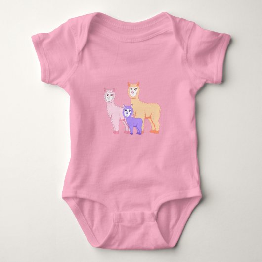 Schattigee alpaca familie - pluizige pastelkleurig romper (Voorkant)