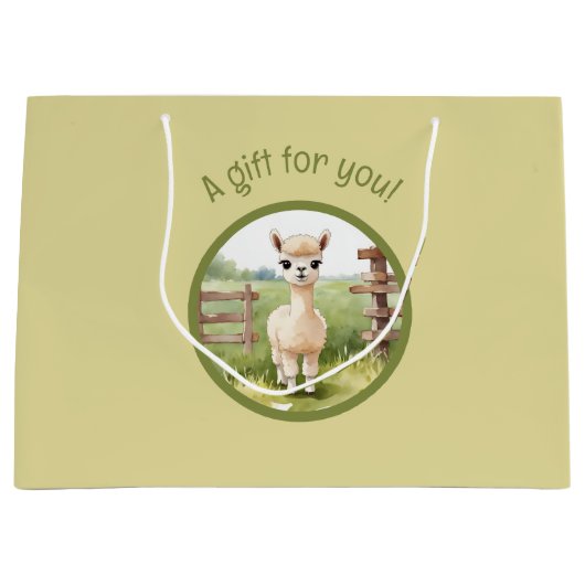 Schattigee Alpaca geschenktas Groot Cadeauzakje (Voorkant)