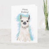 Schattigee Alpaca Happy Birthday Kaart (Voorkant)