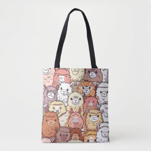 Schattigee Alpaca & Llama Canvas tas – Schattig Ka (Voorkant)