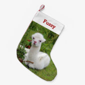 Schattigee Alpaca Lover Pet Foto en Naam Gepersona Kleine Kerstsok (Voorkant (Hangend))