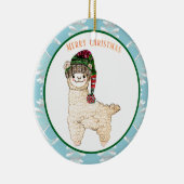 Schattigee alpaca met feestelijk pet keramisch ornament (Rechts)