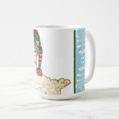 Schattigee alpaca met feestelijk pet koffiemok (Voorkant rechts)