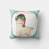 Schattigee alpaca met feestelijk pet kussen (Voorkant)