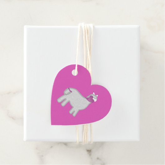Schattigee Alpaca met glitter hart Bedankjes Labels (In situ)