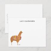 Schattigee Alpaca Monogram Boho Dierenartwork Notitiekaartje (Voorkant / Achterkant)
