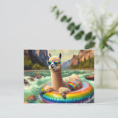 Schattigee Alpaca op een Rainbow Color Float Briefkaart (Staand voorkant)