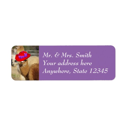 Schattigee alpaca retouradressetiketten etiket (Voorkant)