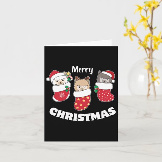 Schattigee alpaca's in kerstkousen voor Kerstmis Kaart (Gele Bloem)
