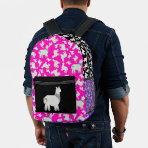 Schattigee Alpaca's met glitter bubbels bloemen pl Bedrukte Rugzak