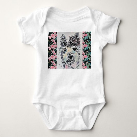 Schattigee Alpacca Llama Waterverf Baby Suit Romper (Voorkant)