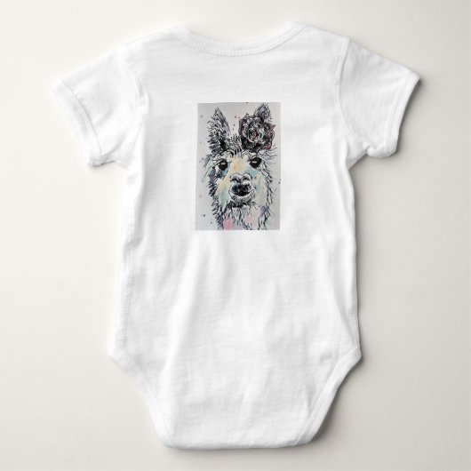 Schattigee Alpacca Llama Waterverf Baby Suit Romper (Achterkant)