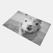 Schattigee Alpaka bw 1 #animal #natuur Deurmat (Schuin)