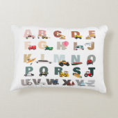 Schattigee Alphabet ABC Trucks, Transportvoertuige Accent Kussen (Achterkant)