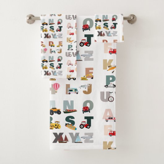Schattigee Alphabet ABC Trucks, Transportvoertuige Bad Handdoek (Insitu)