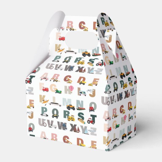Schattigee Alphabet ABC Trucks, Transportvoertuige Bedankdoosjes (Voorkant Zijde)
