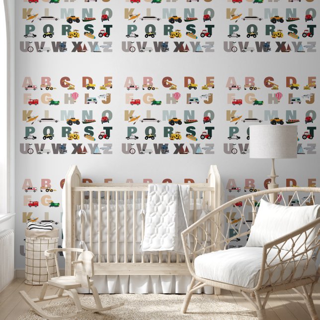 Schattigee Alphabet ABC Trucks, Transportvoertuige Behang (Kinderen)