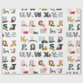 Schattigee Alphabet ABC Trucks, Transportvoertuige Cadeaupapier (Vlak)