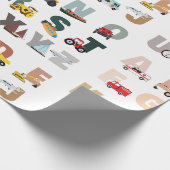 Schattigee Alphabet ABC Trucks, Transportvoertuige Cadeaupapier (Hoek)
