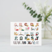 Schattigee Alphabet ABC Trucks, Transportvoertuige Feestdagenkaart (Staand voorkant)