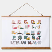 Schattigee Alphabet ABC Trucks, Transportvoertuige Hangend Wandkleed (Voorkant)