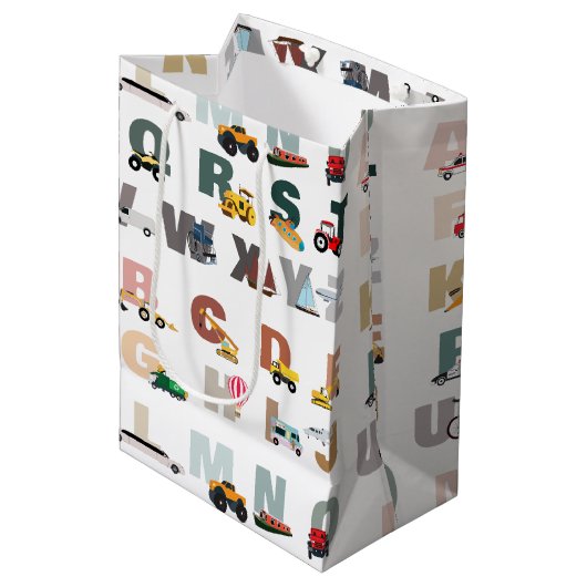Schattigee Alphabet ABC Trucks, Transportvoertuige Medium Cadeauzakje (Voorkant Gekanteld)