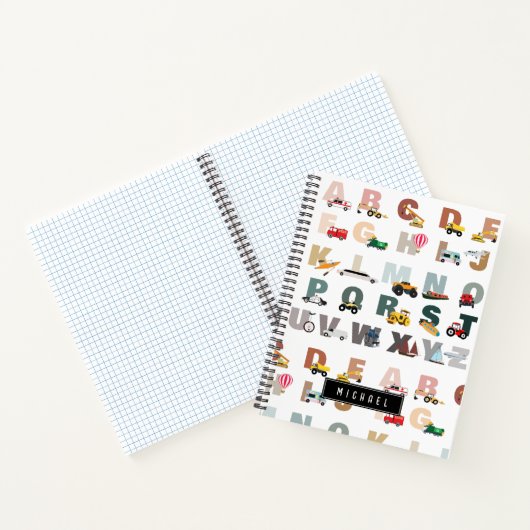 Schattigee Alphabet ABC Trucks, Transportvoertuige Notitieboek (Binnen)